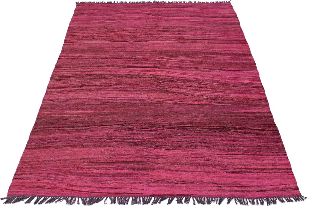 Flat Weave Kilim, Antique, Navaho, Vintage, Handmade, Modern Kilim Pink Brown Hand-Woven Rectangle 100% Wool Area Rug 6 x 8