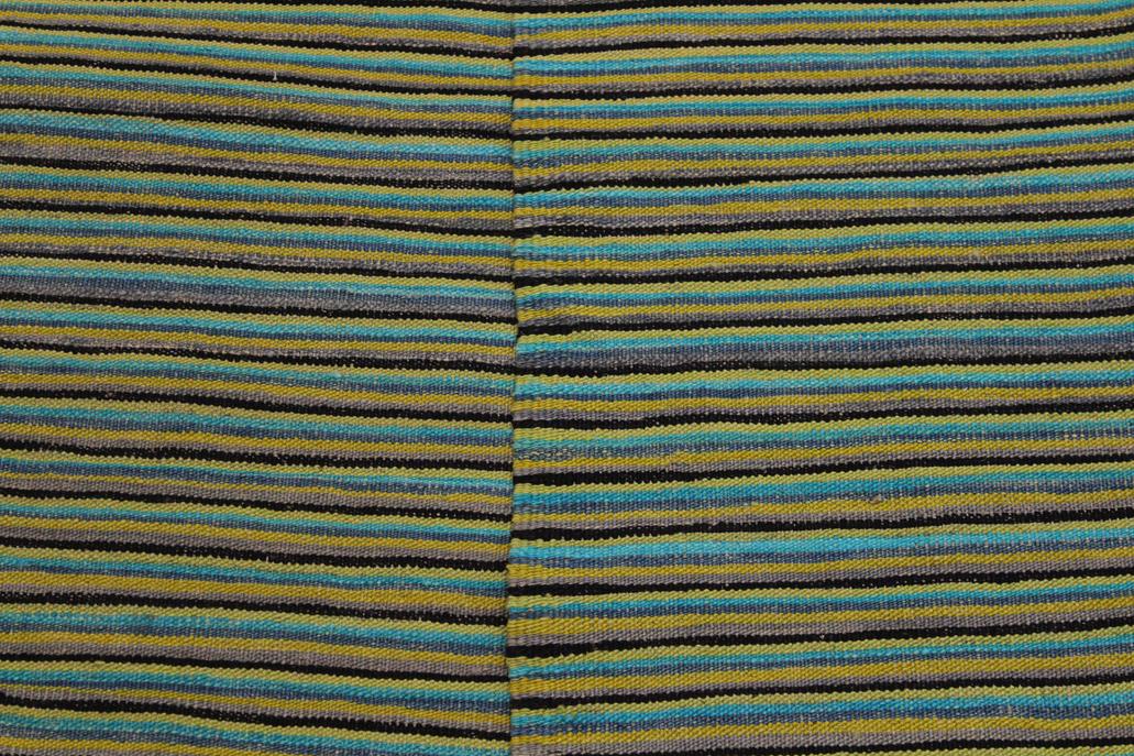 Flat Weave Kilim, Antique, Navaho, Vintage, Handmade, Modern Kilim Green Blue Hand-Woven Rectangle 100% Wool Area Rug 4 x 5