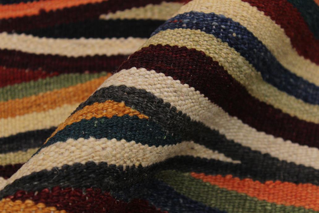 Flat Weave Kilim, Antique, Navaho, Vintage, Handmade, Modern Kilim Tan Blue Hand-Woven Rectangle 100% Wool Area Rug 3 x 4