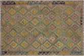 handmade Geometric Kilim Lt. Brown Blue Hand-Woven RECTANGLE 100% WOOL area rug 6 x 8