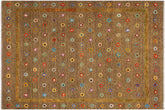 handmade Geometric Moroccan Hi Brown Gold Hand Knotted RECTANGLE 100% WOOL area rug 8' x 10'