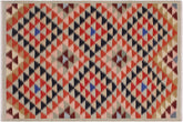 handmade Geometric Kilim Gray Black Hand-Woven RECTANGLE 100% WOOL area rug 5 x 7