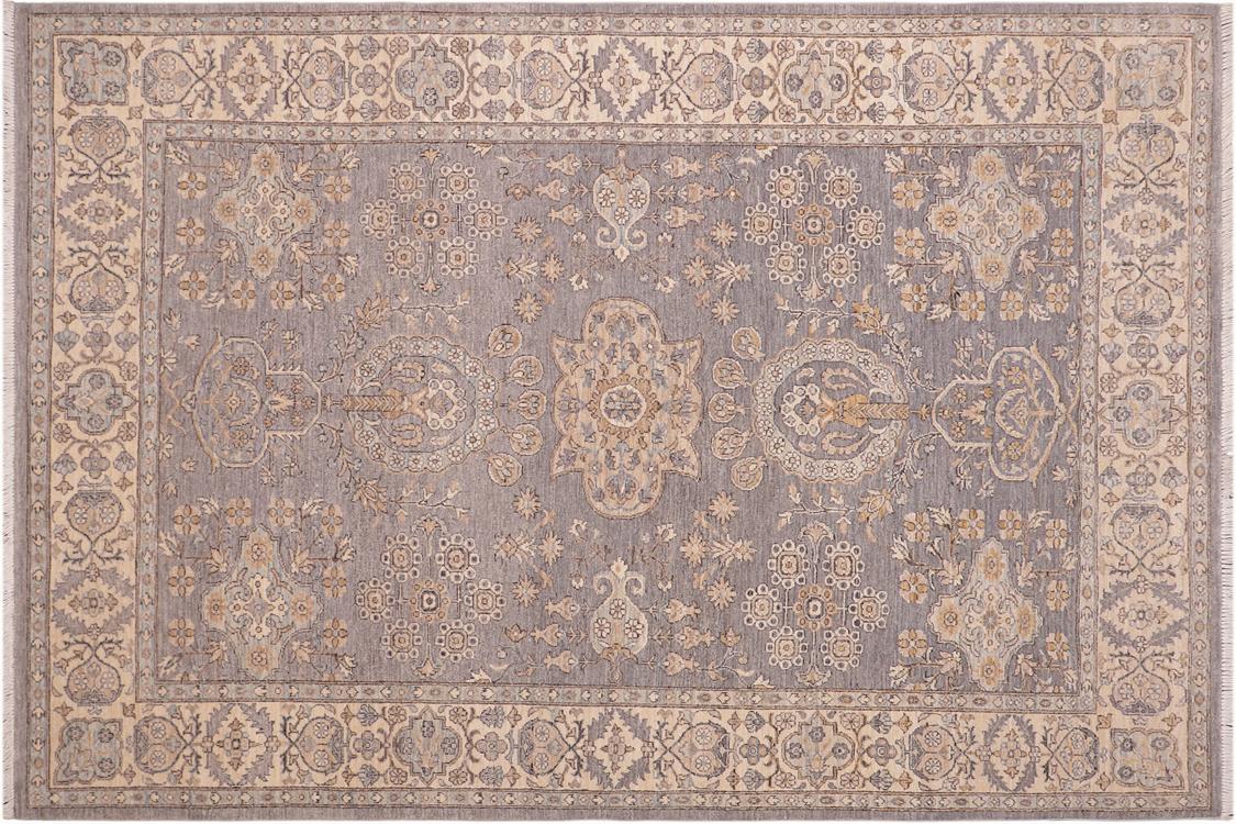 handmade Traditional Kafkaz Gray Beige Hand Knotted RECTANGLE 100% WOOL area rug 6 x 9