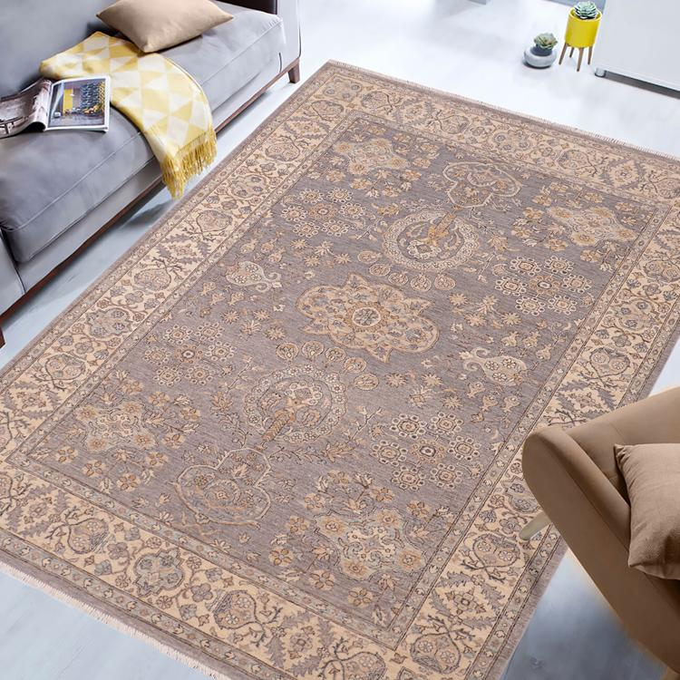 handmade Traditional Kafkaz Gray Beige Hand Knotted RECTANGLE 100% WOOL area rug 6 x 9