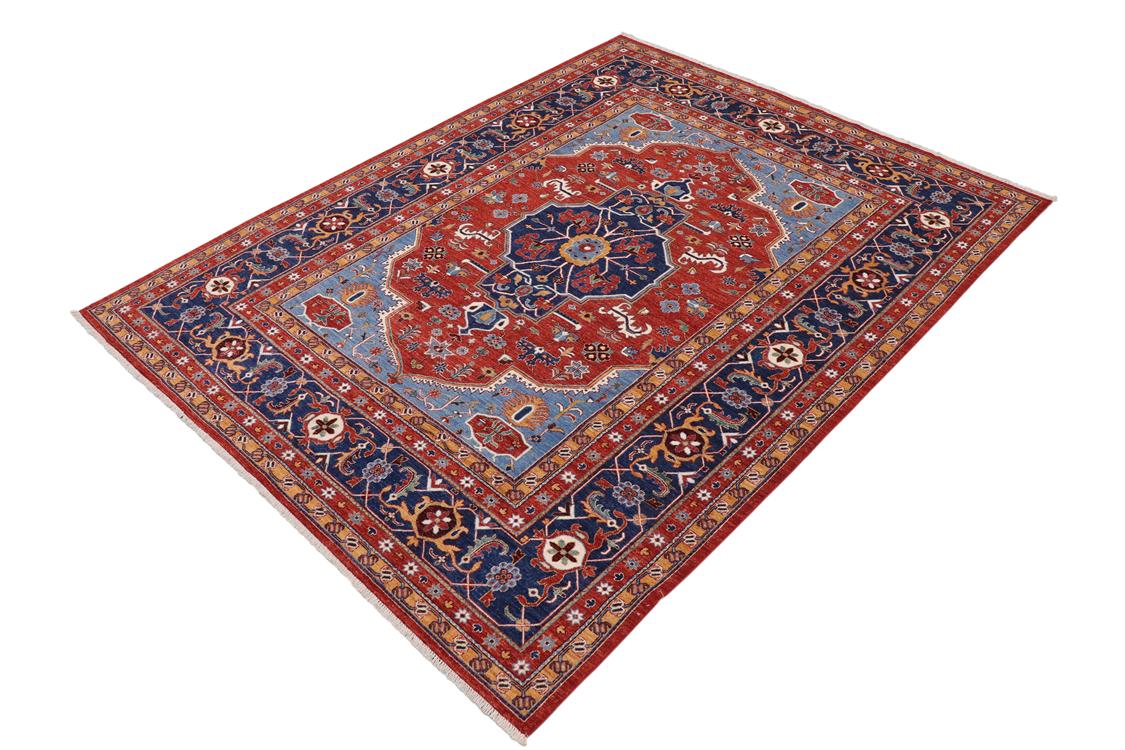 handmade Traditional Kafkaz Red Blue Hand Knotted RECTANGLE 100% WOOL area rug 9 x 11