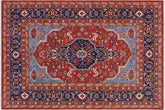 handmade Traditional Kafkaz Red Blue Hand Knotted RECTANGLE 100% WOOL area rug 9' x 11'