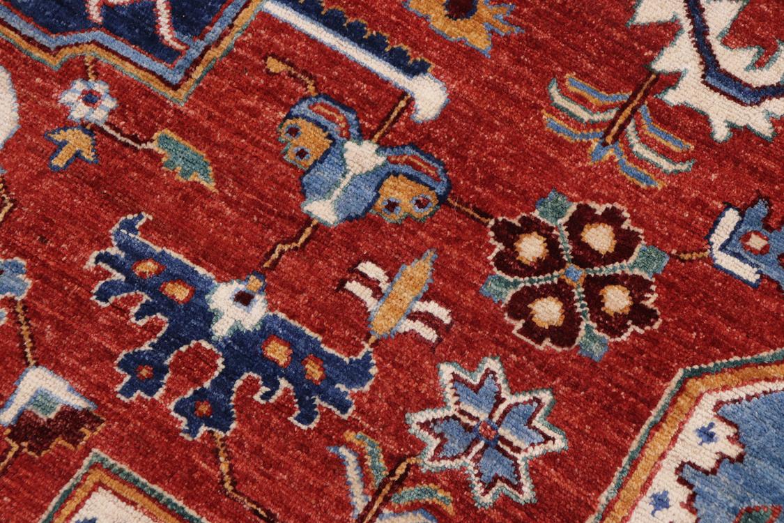 handmade Traditional Kafkaz Red Blue Hand Knotted RECTANGLE 100% WOOL area rug 9 x 11