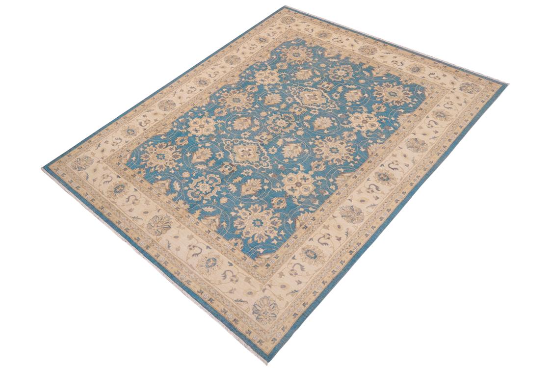 handmade Traditional Kafkaz Lt. Blue Beige Hand Knotted RECTANGLE 100% WOOL area rug 9 x 12