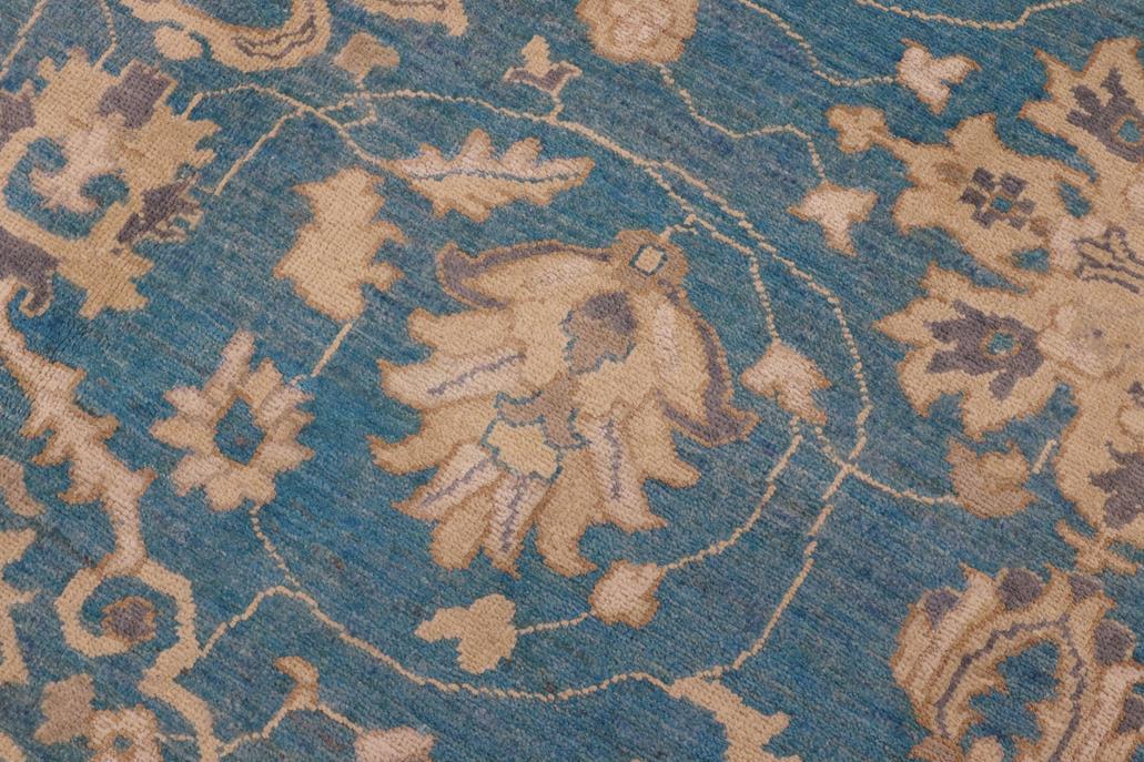 handmade Transitional Kafkaz Lt. Blue Ivory Hand Knotted RECTANGLE 100% WOOL area rug 9 x 12