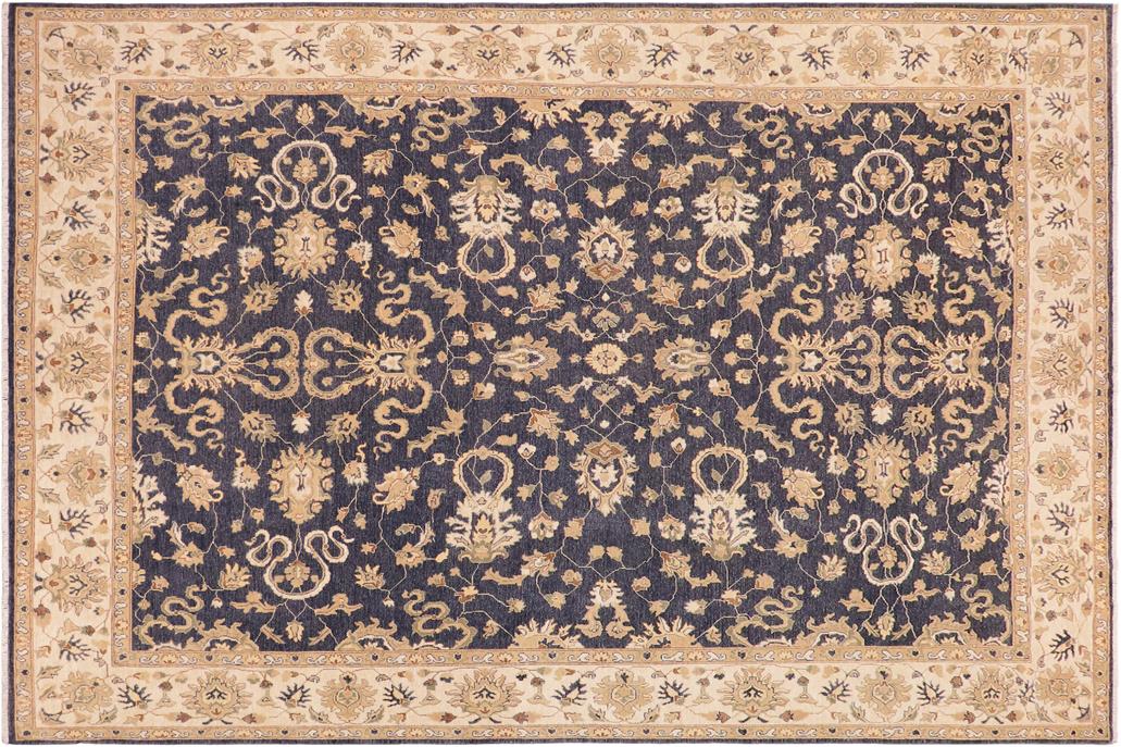 handmade Transitional Kafkaz Drk. Gray Ivory Hand Knotted RECTANGLE 100% WOOL area rug 10 x 14