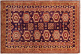 handmade Geometric Antique Kazak Antique Blue Red Hand Knotted RECTANGLE 100% WOOL area rug 5x8