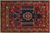 handmade Traditional Antique Sherwan Blue Rust Hand Knotted RECTANGLE 100% WOOL area rug 4x7