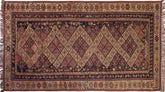 handmade Geometric Antique Kazak Antique Tan Rust Hand Knotted RECTANGLE 100% WOOL area rug 5x9