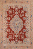 handmade Vintage Hand Painte Red Tan Hand Knotted RECTANGLE 100% WOOL area rug 10X14