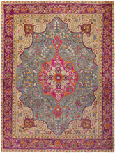 handmade Vintage Hand Painte Gray Purple Hand Knotted RECTANGLE 100% WOOL area rug 9X12