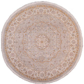 handmade Traditional Kafkaz Gray Ivory Hand Knotted ROUND 100% WOOL area rug 7' x 7'