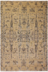 handmade Modern Kafkaz Tan Blue Hand Knotted RECTANGLE WOOL&SILK area rug 10X14