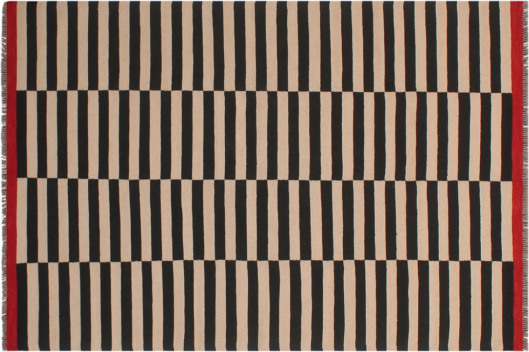 Flat Weave Kilim, Antique, Navaho, Vintage, Handmade, Modern Kilim Beige Black Hand-Woven Rectangle 100% Wool Area Rug 6 x 8