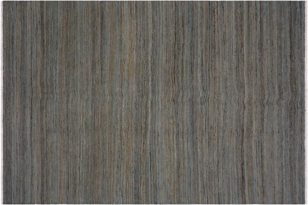 Flat Weave Kilim, Antique, Navaho, Vintage, Handmade, Modern Kilim Grey Blue Hand-Woven Rectangle 100% Wool Area Rug 4 x 6