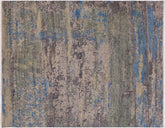 handmade Modern Kafkaz Grey Blue Hand Knotted SQUARE 100% WOOL area rug 8' x 8'