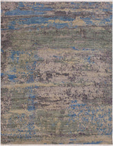 handmade Modern Kafkaz Grey Blue Hand Knotted SQUARE 100% WOOL area rug 8X8