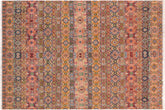 handmade Geometric Kurjean Blue Pink Hand Knotted RECTANGLE 100% WOOL area rug 8x10