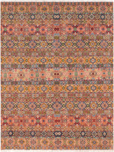 handmade Geometric Khorgeen Blue Pink Hand Knotted RECTANGLE 100% WOOL area rug 8x10