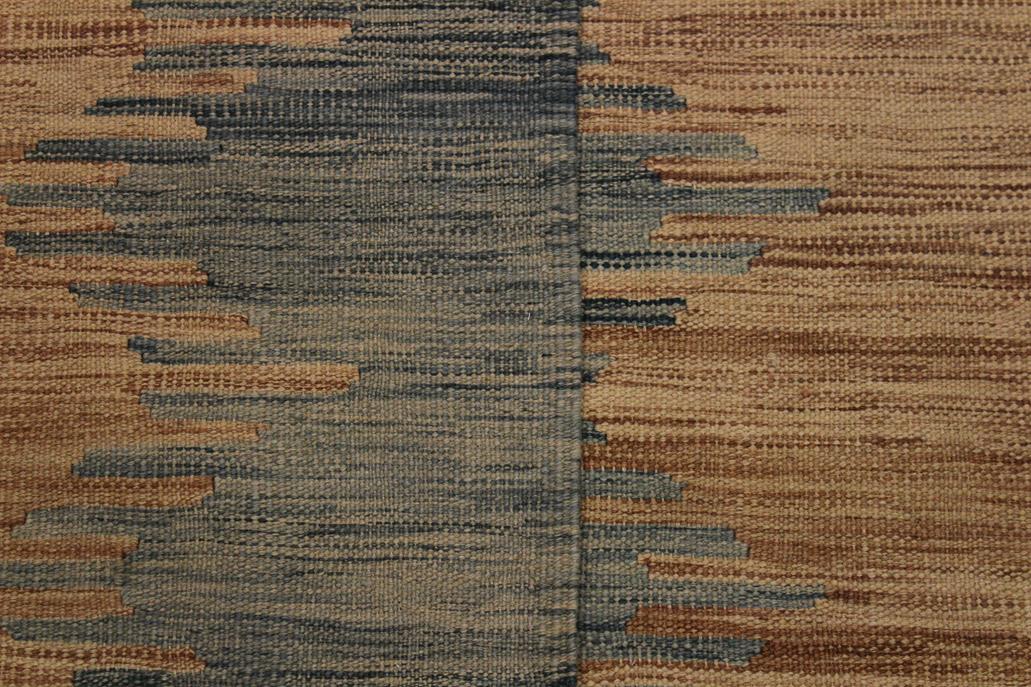 Flat Weave Kilim, Antique, Navaho, Vintage, Handmade, Modern Kilim Grey Blue Hand-Woven Rectangle 100% Wool Area Rug 6 x 8