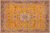 handmade Vintage Hand Painte Orange Blue Hand Knotted RECTANGLE 100% WOOL area rug 10' x 13'