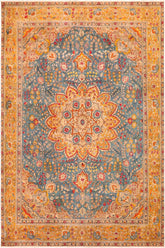 handmade Vintage Hand Painte Blue Yellow Hand Knotted RECTANGLE 100% WOOL area rug 10X12