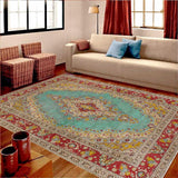 handmade Vintage Hand Painte Blue Red Hand Knotted RECTANGLE 100% WOOL area rug 8X12