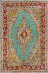 handmade Vintage Hand Painte Blue Red Hand Knotted RECTANGLE 100% WOOL area rug 8X12