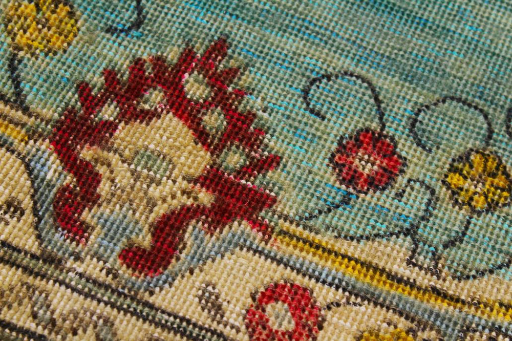 handmade Vintage Hand Painte Blue Red Hand Knotted RECTANGLE 100% WOOL area rug 8X12