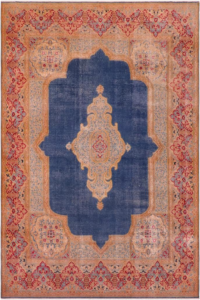 handmade Vintage Vintage Blue Pink Hand Knotted RECTANGLE 100% WOOL area rug 10X14