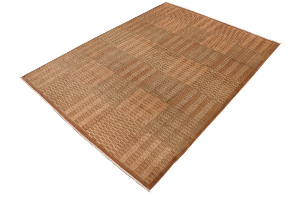 handmade Modern Gabbeh Brown Beige Hand Knotted RECTANGLE 100% WOOL area rug 10 X13