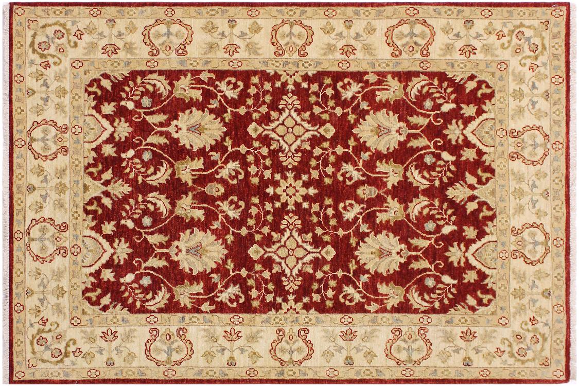 handmade Traditional Kafkaz Red Ivory Hand Knotted RECTANGLE 100% WOOL area rug 4 x 6