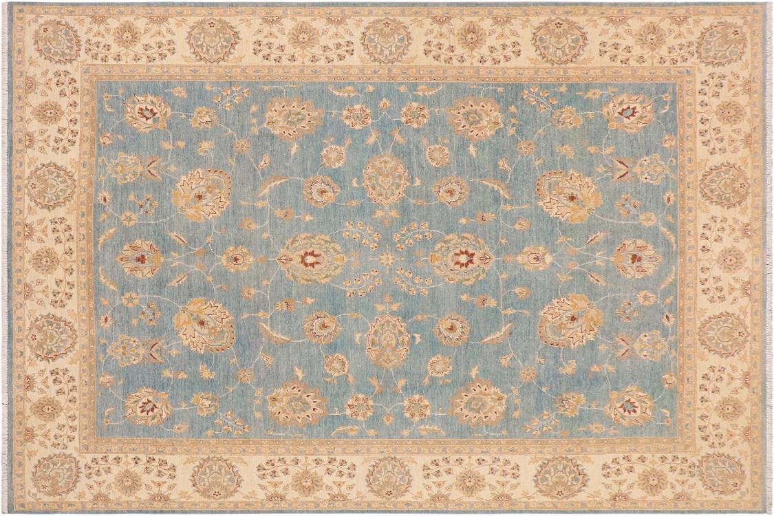 handmade Traditional Kafkaz Blue Beige Hand Knotted RECTANGLE 100% WOOL area rug 9 x 12