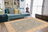 handmade Traditional Kafkaz Blue Beige Hand Knotted RECTANGLE 100% WOOL area rug 9 x 12