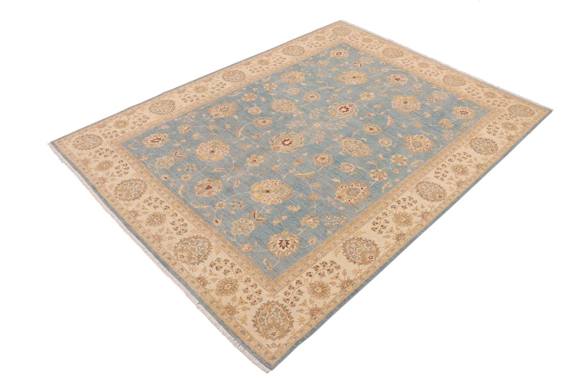 handmade Traditional Kafkaz Blue Beige Hand Knotted RECTANGLE 100% WOOL area rug 9 x 12