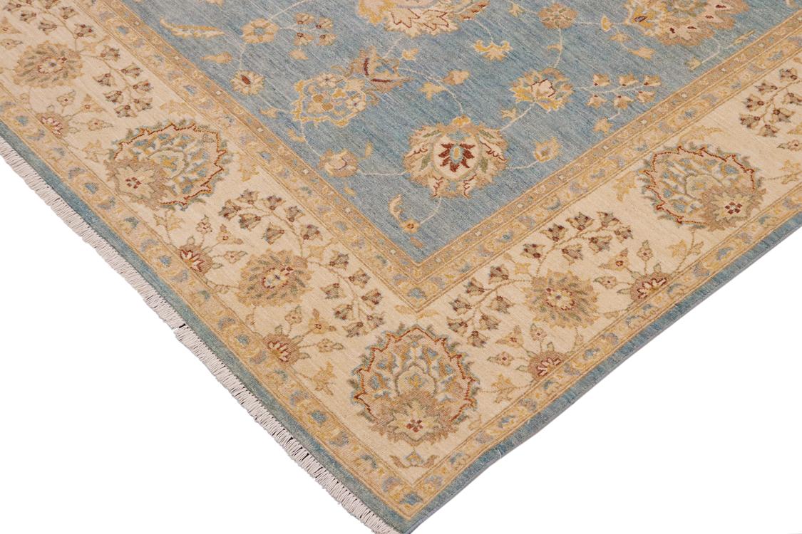 handmade Traditional Kafkaz Blue Beige Hand Knotted RECTANGLE 100% WOOL area rug 9 x 12