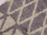 handmade Modern Moroccan Ivory Grey Hand Knotted RECTANGLE 100% WOOL area rug 4x6