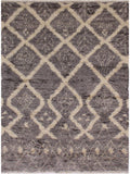 handmade Modern Moroccan Grey Ivory Hand Knotted RECTANGLE 100% WOOL area rug 5x8