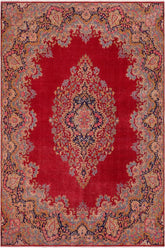 handmade Vintage Vintage Red Blue Hand Knotted RECTANGLE 100% WOOL area rug 10X13