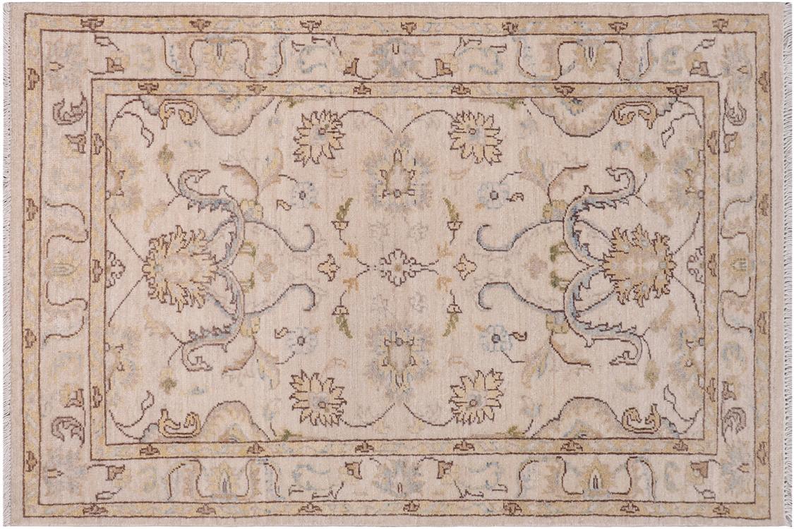 handmade Traditional Kafkaz Ivory Gold Hand Knotted RECTANGLE 100% WOOL area rug 3 x 5