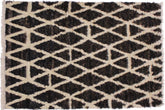handmade Geometric Moroccan Dark Brown Ivory Hand Knotted RECTANGLE 100% WOOL area rug 4' x 6'