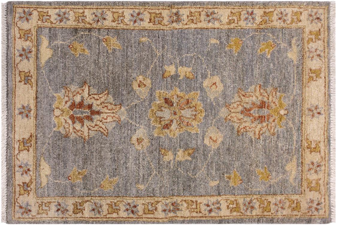 handmade Traditional Kafkaz Grey Ivory Hand Knotted RECTANGLE 100% WOOL area rug 2 x 3