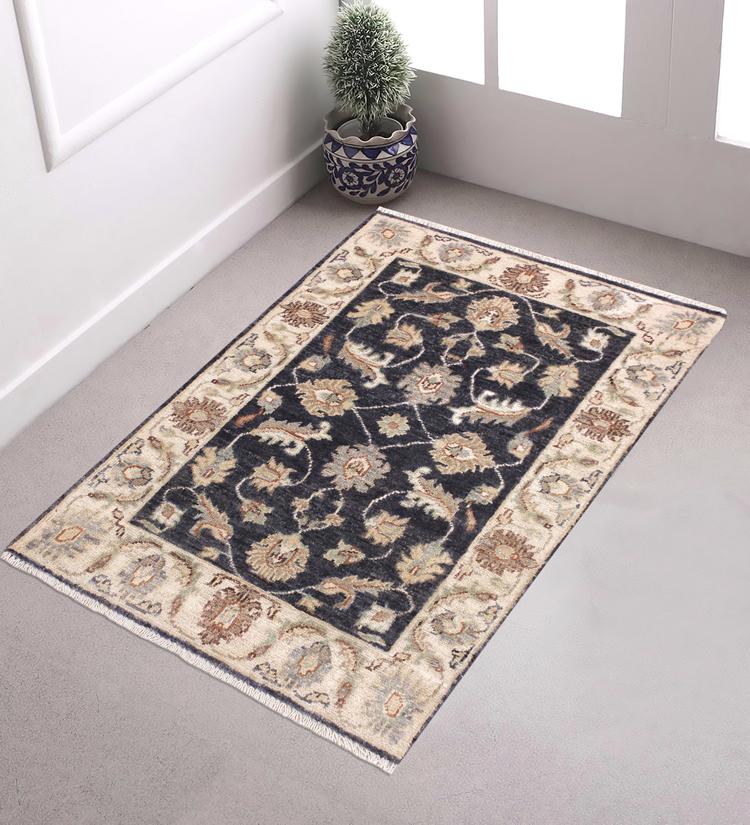 handmade Traditional Kafkaz Grey Ivory Hand Knotted RECTANGLE 100% WOOL area rug 2 x 3