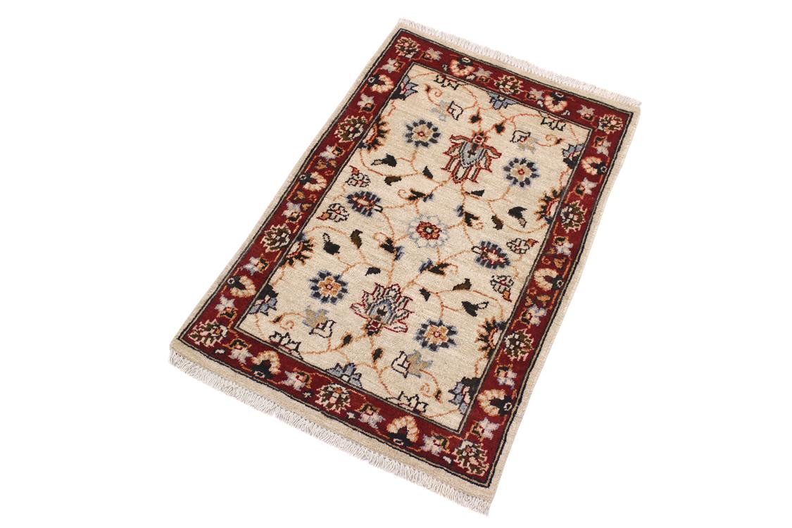 handmade Traditional Kafkaz Ivory Red Hand Knotted RECTANGLE 100% WOOL area rug 2 x 3