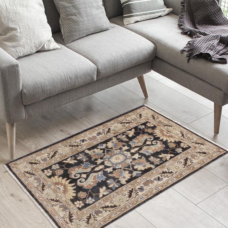 handmade Traditional Kafkaz Grey Ivory Hand Knotted RECTANGLE 100% WOOL area rug 2 x 3