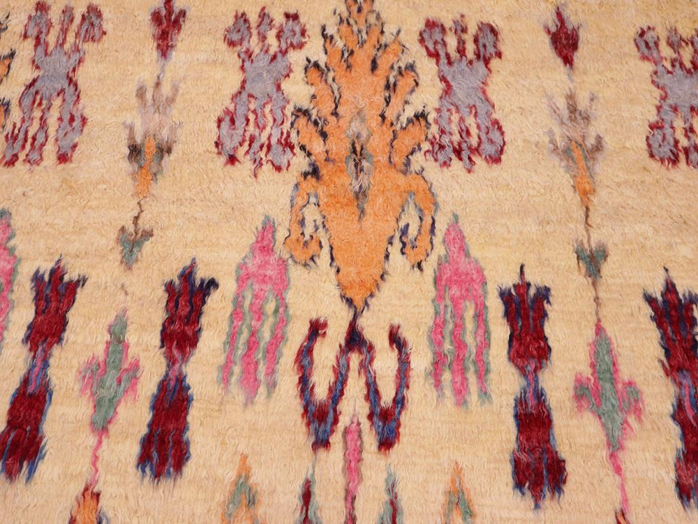 handmade Modern Moroccan Lt. Gold Red Hand Knotted RECTANGLE 100% WOOL area rug 5x7